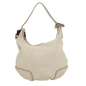 GUCCI Shoulder Bag Leather White Auth